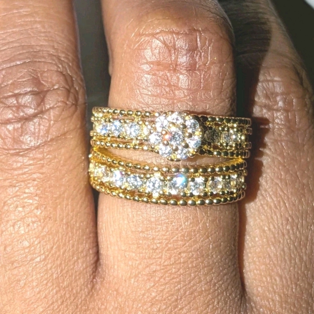 3.0Ct Round Cut Wedding Bridal Ring Set 14K Yellow Gold Plated Simulated Diamond